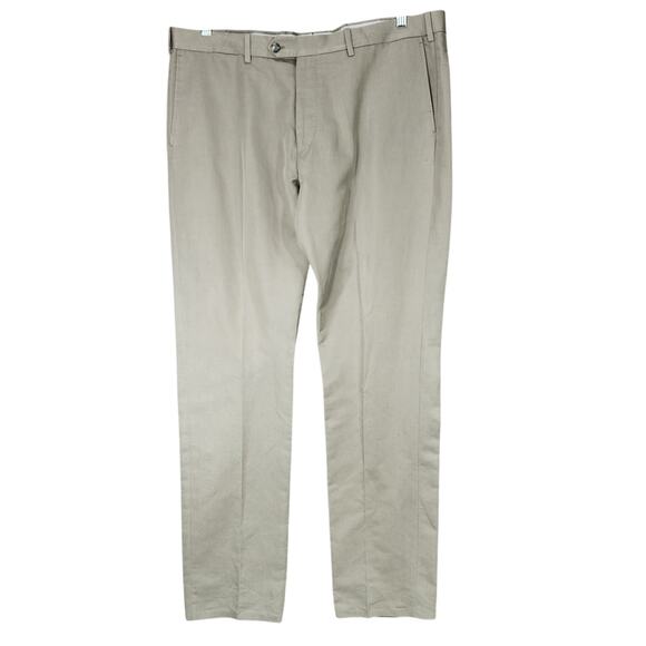 Monte Rosso Dress Pants sz 40 Mens Linen Cotton Beige Tan Italian Flat Front 37" - Picture 1 of 12
